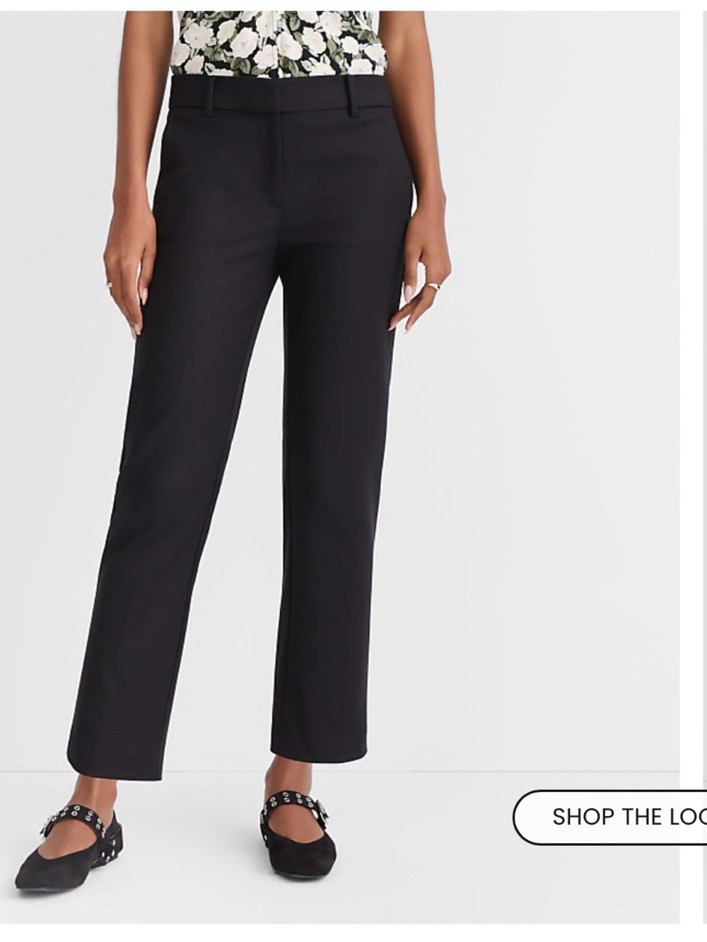 LOFT Riviera Slim Black Ankle-Length Straight Pants